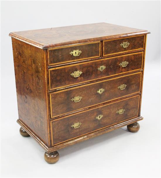 A late 17th century William & Mary oyster veneered chest, W.3ft 1.5in.